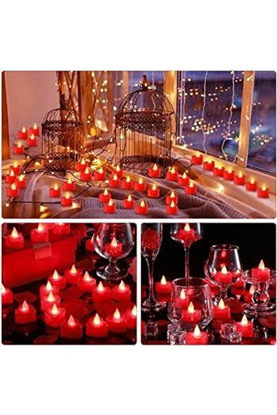YAKUT 48 Adet Kırmızı Kalpli Kokulu Tealight Mum Sevgiliye Hediye Mum Evlilik Teklifi Yıldönümü Özel Gün