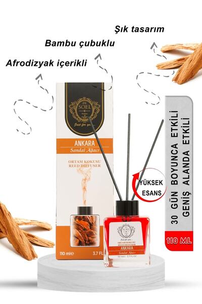 Soel Parfüm Sandal Oda Kokusu 100 ml Bambu Çubuklu Ortam Kokusu