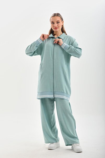WestBound Women's Daily Hijab Double Suit Shirt Trousers MİNT