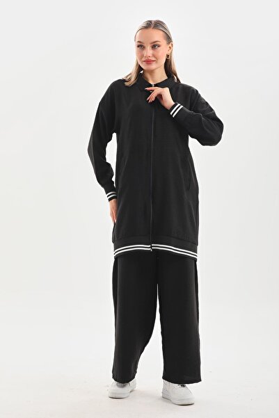 WestBound Γυναικείο Casual Hijab Διπλό Κοστούμι Πουκάμισο Παντελόνι ΜΑΥΡΟ