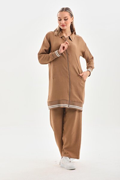 WestBound Women's Daily Hijab Double Suit Shirt Trousers MINK