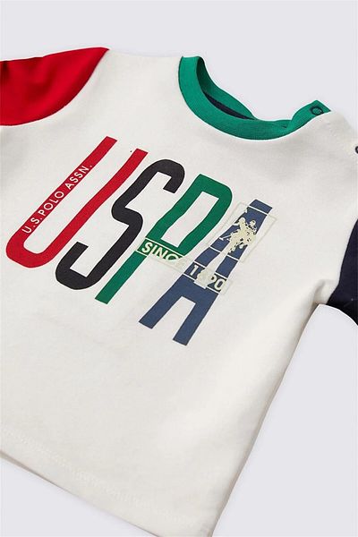 U.S. Polo Assn. طقم شورت تي شيرت علوي سفلي للأطفال الرضع