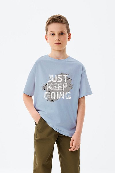 ADABEBEK Tricou imprimat pentru băieți Just Keep Going