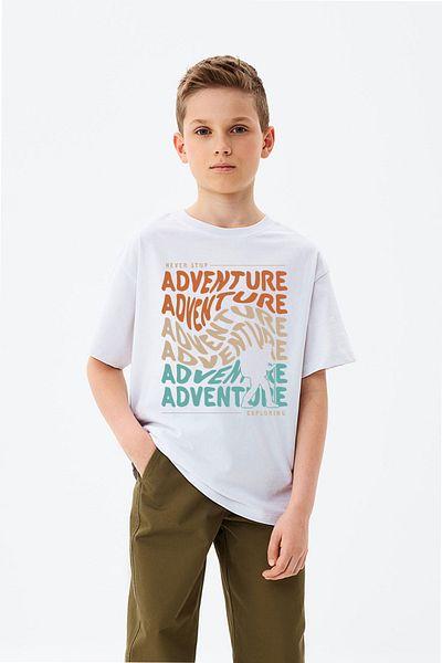 ADABEBEK Μπλουζάκι για αγόρι με τυπωμένο θέμα Adventure Written Camping