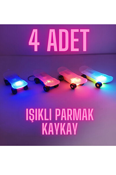 LRS STORE 4 Adet Işıklı Parmak Kaykay Anahtarlık Disko Işıklı Parmak Kaykayı ...