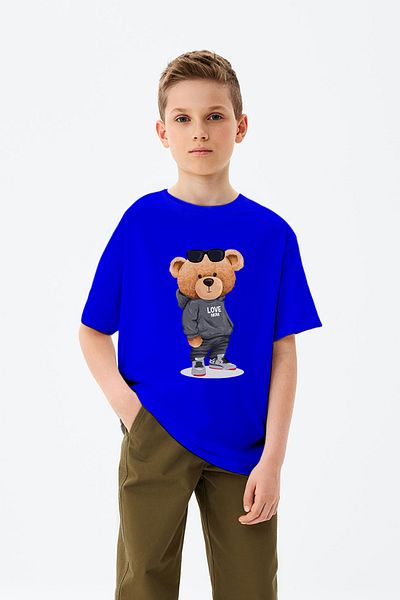 ADABEBEK Love Written Casual Teddy Bear Boy's T-shirt με στάμπα