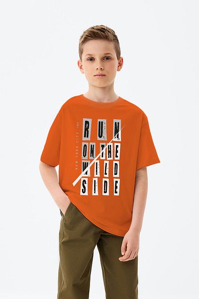 ADABEBEK Tricou pentru băieți cu imprimeu Run On The Wild Side