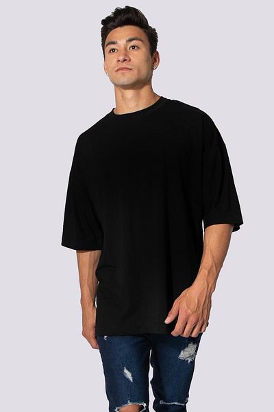 ROCKANDROLL Απλό μαύρο, ανθρακί Oversize Ανδρικό T-shirt Eco Πακέτο 2