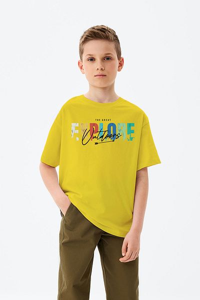 ADABEBEK Forest Themed Explore Printed Boys' T-Shirt