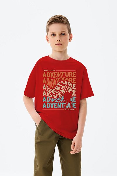 ADABEBEK Adventure Printed Camping Theme Printed Boys' T-Shirt