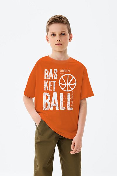 ADABEBEK Urban Basketball Drawing Printed Boys' T-Shirt
