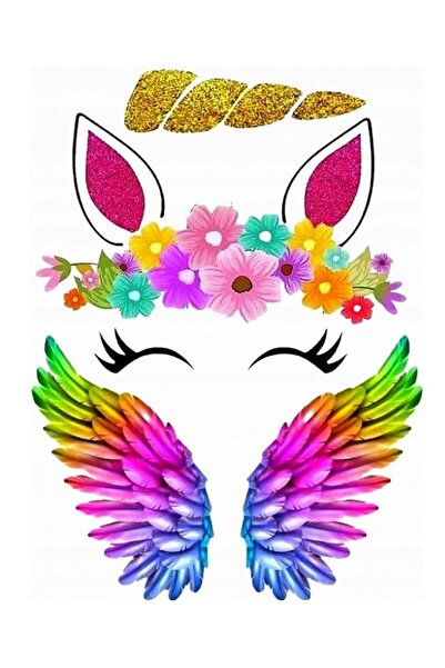 hediyehobihersey Yeni Unicorn Şekerli Kağıda Baskı Yenilebilir Kağıt Pasta Ba...