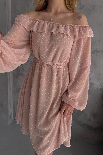 Neşeli Butik γυναικείο καμήλα μαντόνα γιακά μίνι φόρεμα σιφόν NBK2057