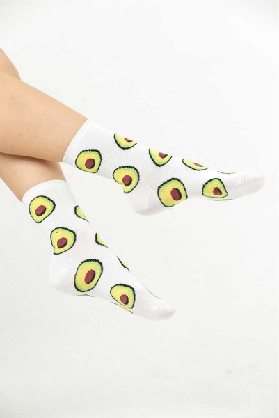 MG ÇORAP White Avocado Patterned Socks