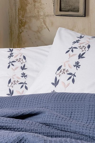 ŞENER HOME Cottonbox Spin Cora Indigo - Double Pique Set
