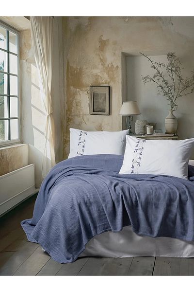 ŞENER HOME Cottonbox Spin Cora Indigo - Double Pique Set