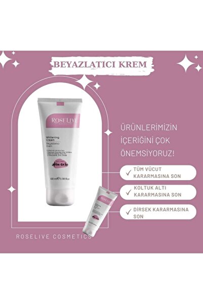 Roselive HMD Doğal Beyazlatıcı El Yüz Ve Vücut Bakım Kremi (Nemlendirici,Aydı...