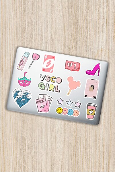 Genel Markalar Vsco Girl Dekoratif Laptop Notebook Tablet Telefon Sticker Set...