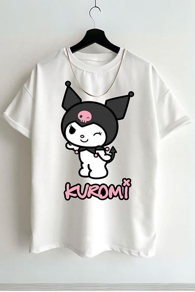 AMMA Μπλουζάκι Unisex Kuromi Friend Character με εμπριμέ κοντό μανίκι 100% βαμβάκι