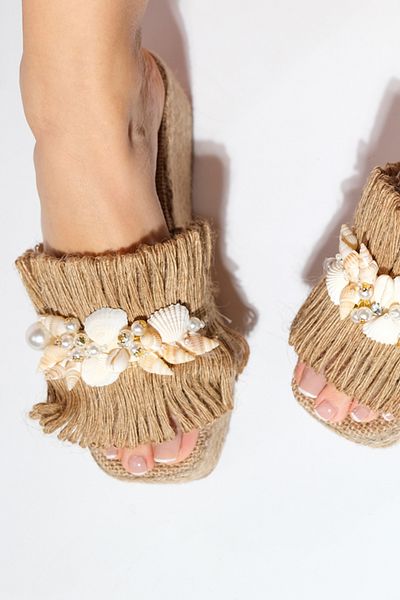 Luvi Dion Damen-Hausschuhe mit Muschelfüllung und Korbgeflecht