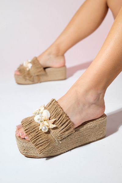 Luvi Dion Damen-Hausschuhe mit Muschelfüllung und Korbgeflecht