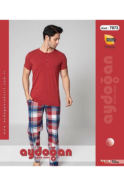 Aydoğan AYDOĞAN 7873 MEN'S MODAL SHORT SLEEVE PAJAMAS SET