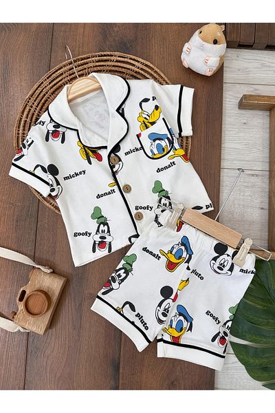 Bolly Baby 100% Cotton Double-breasted Collar Front Buttoned Comfortable Fit Summer Baby Boy Pajamas Set
