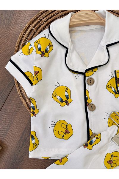 Bolly Baby 100% Cotton Double Breasted Collar Front Buttoned Comfortable Fit Summer Unisex Baby Pajamas Set