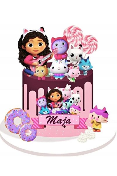 hediyehobihersey Gabby Hayal Evi Şekerli Kağıda Baskı Yenilebilir Kağıt Pasta...