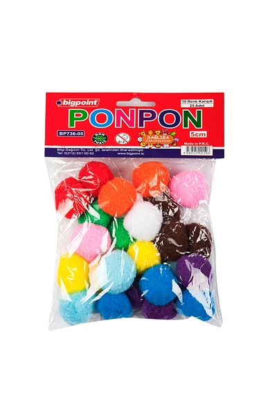 Bigpoint Pompon 5 cm 10 Culori / Pungă de 25 X Pachet de 5