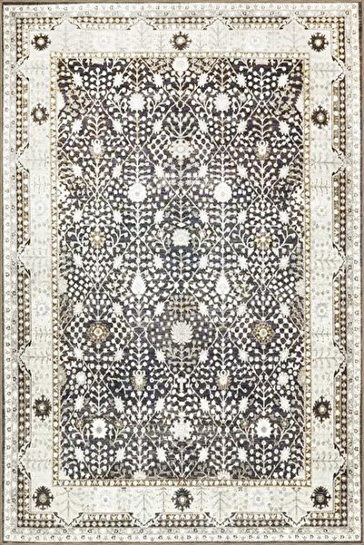 Rugs Modern Halı Covor decorativ vintage cu motiv tradițional, tematică negru...