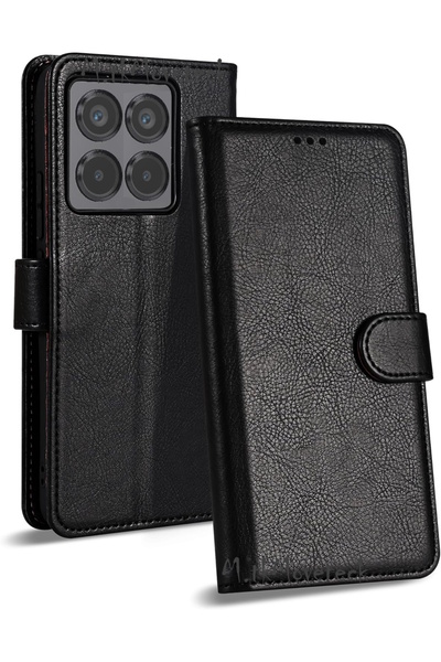 m.tk moveteck Xiaomi Poco X6 Pro Kılıf 360 Tam Kaplar Deri Dokulu Kapaklı Cüz...