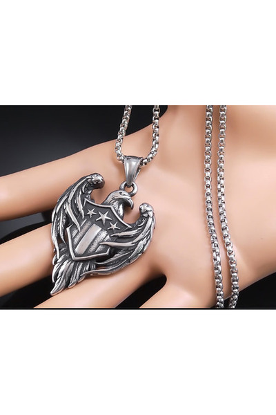 VİKİNGS Stainless Steel Necklace / Eagle Biker Necklace