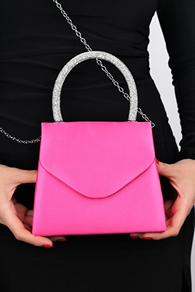 LuviShoes MONAKO Fuchsia Satin Stone Women's Handbag