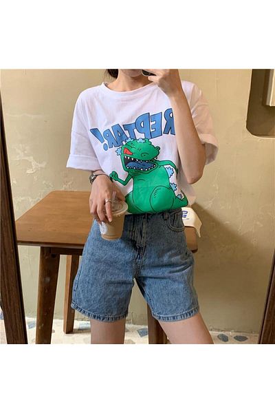 Jose Clothing Μπλουζάκι με λευκή στάμπα Unisex από οργανικό βαμβάκι Oversize - Κοντό μανίκι
