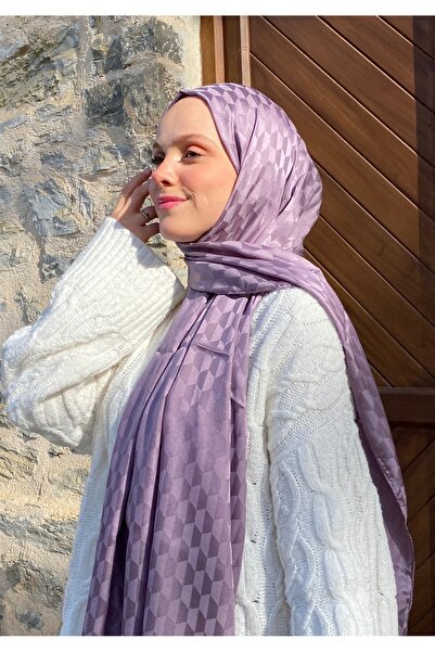 MİS İPEK Koza Desen Leylak Pamuk Jakar Şal