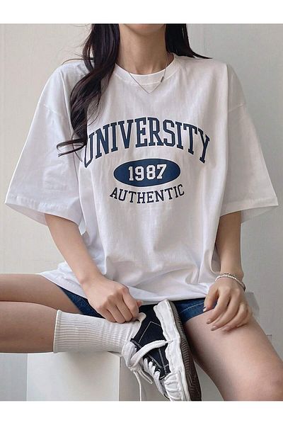 Jose Clothing Μπλουζάκι με λευκή στάμπα Unisex από οργανικό βαμβάκι Oversize - Κοντό μανίκι