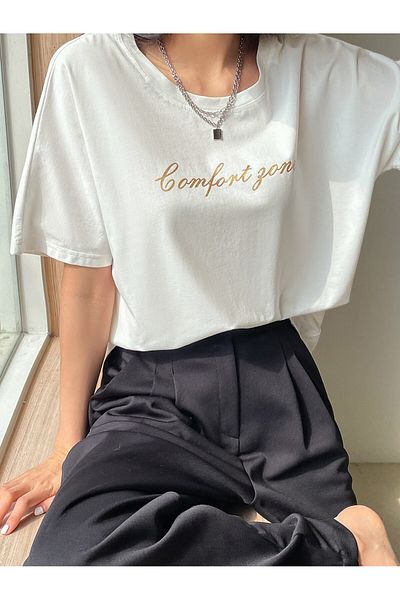 Jose Clothing Μπλουζάκι με λευκή στάμπα Unisex από οργανικό βαμβάκι Oversize - Κοντό μανίκι