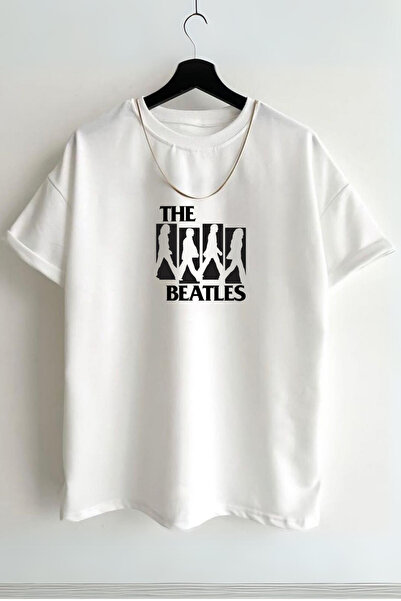 AEMİ تي شيرت مطبوع عليه The Beatles للجنسين مقاس كبير 100% قطن