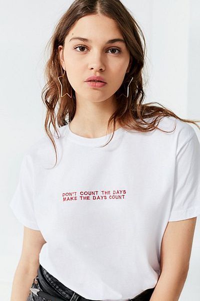 Rokeby Βαμβακερό χτενισμένο ύφασμα Oversize Make The Days Count εμπριμέ λευκό μπλουζάκι