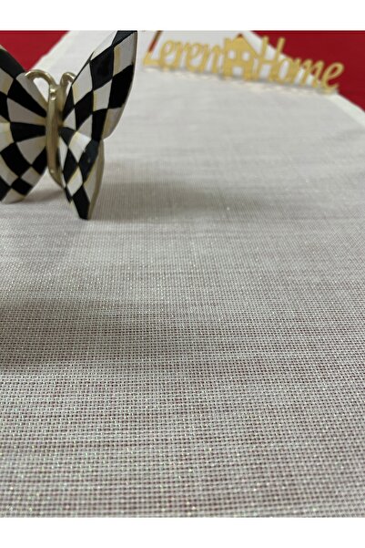 Zeren Home Linen Look Glitter Linen Cream Runner 40 x 160