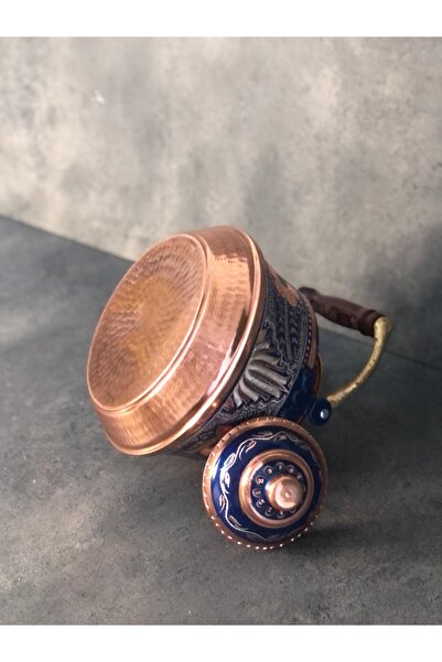 Copper Studio 999 1,6 Litre Tekli Kalaylı Dövme Bakır Demlik, El İşlemeli Nostaljik Çaydanlık, Su Isıtıcısı