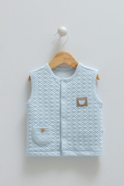Caramell Bear Quilted 100% Blue Vest