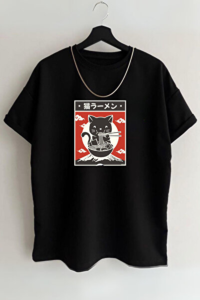 AEMİ Унисекс тениска Oversize Neko Ramen - Ramen Tshirt