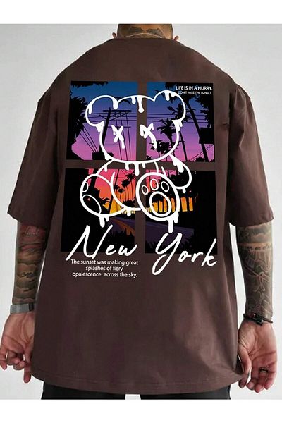 WOODROFFE Life Hurry Ανδρικό μπλουζάκι με στάμπα Oversize Casual Boyfirend