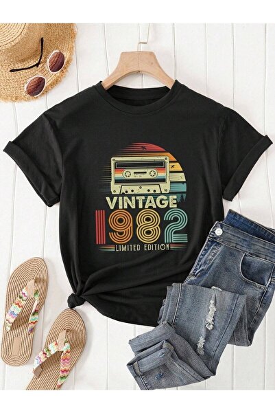 WOODROFFE 1982 Tricou oversize imprimat vintage Casual Boyfirend