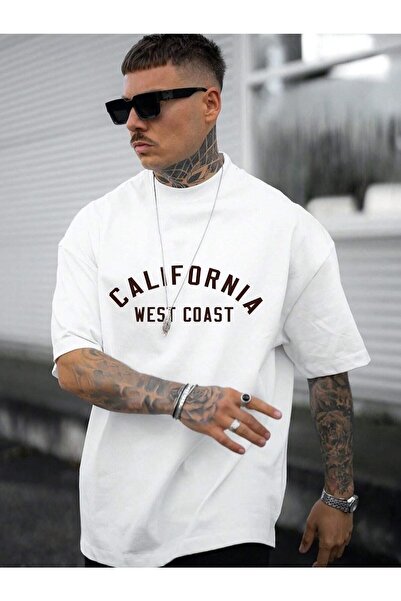WOODROFFE KALIFORNIJA Ba Štampano v Oversize kroj muški T- T-shirt legura Boy...