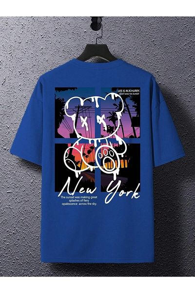 WOODROFFE Bear New York Printed Oversize ανδρικό μπλουζάκι Casual Boyfirend