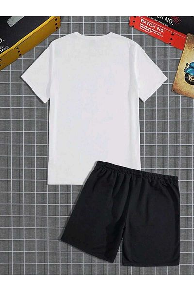 WOODROFFE Ανδρικό εμπριμέ σορτς Street Style Σετ μπλουζάκι Oversize Casual
