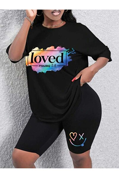 WOODROFFE Σχέδιο εμπριμέ γυναικείο κοντό κολάν Oversize Loose Boyfriend T-shi...